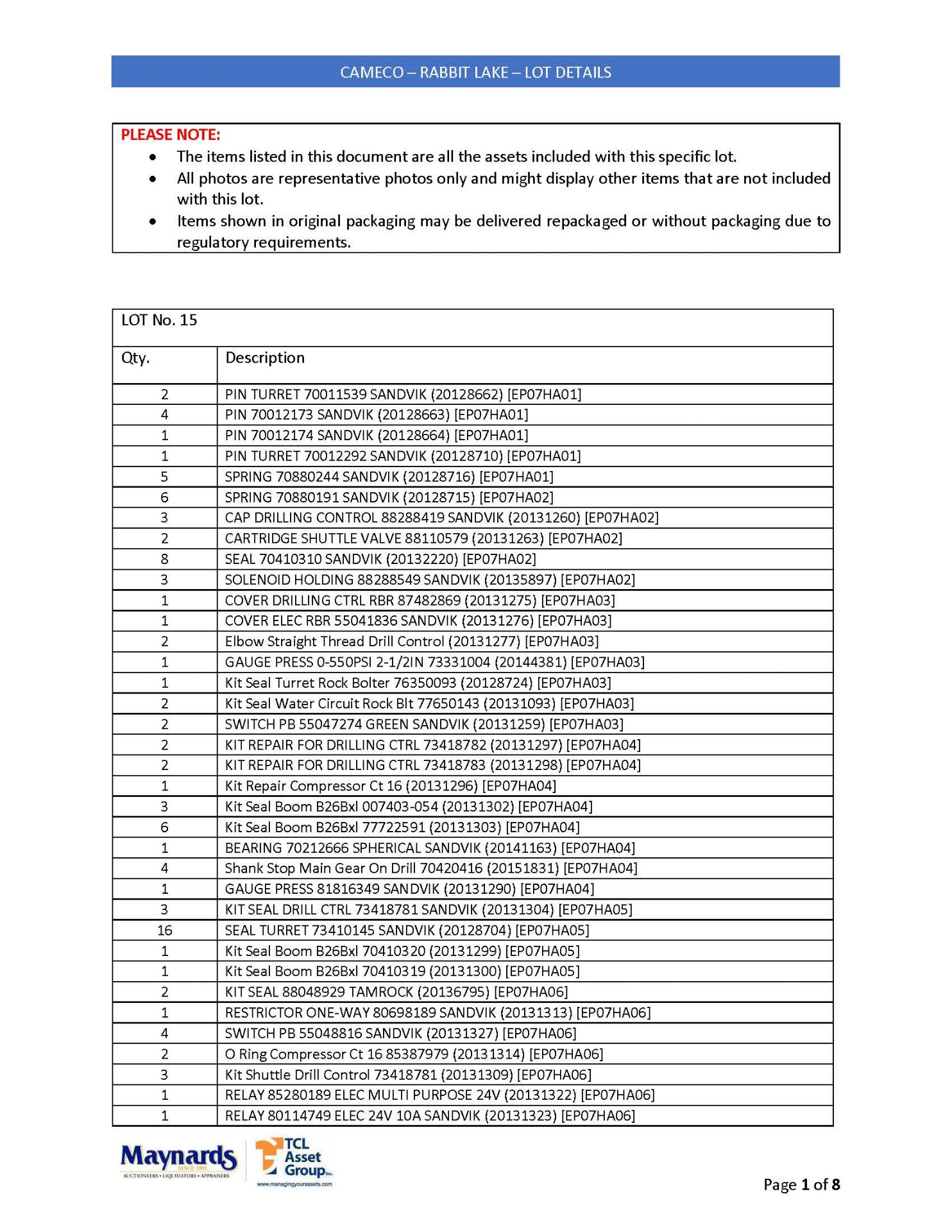 misc. mobile mining equipment spare parts, etc. (please see attached for detailed lot list. NOTE: - Image 10 of 17