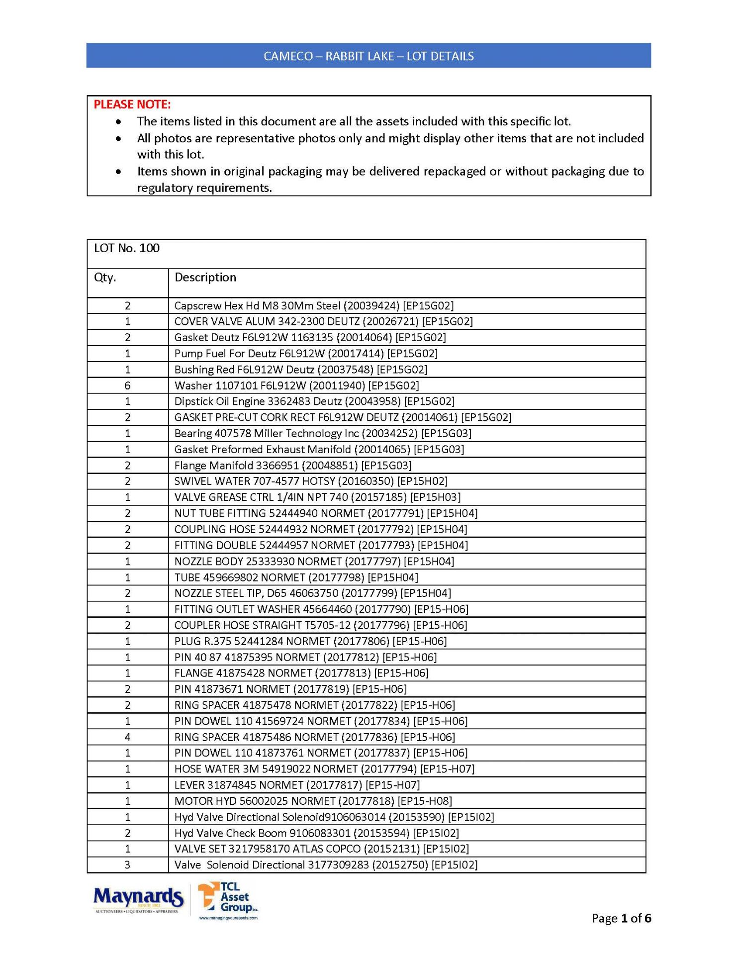 misc. spare parts, etc. (please see attached for detailed lot list. NOTE: quantities are approximate - Image 2 of 7