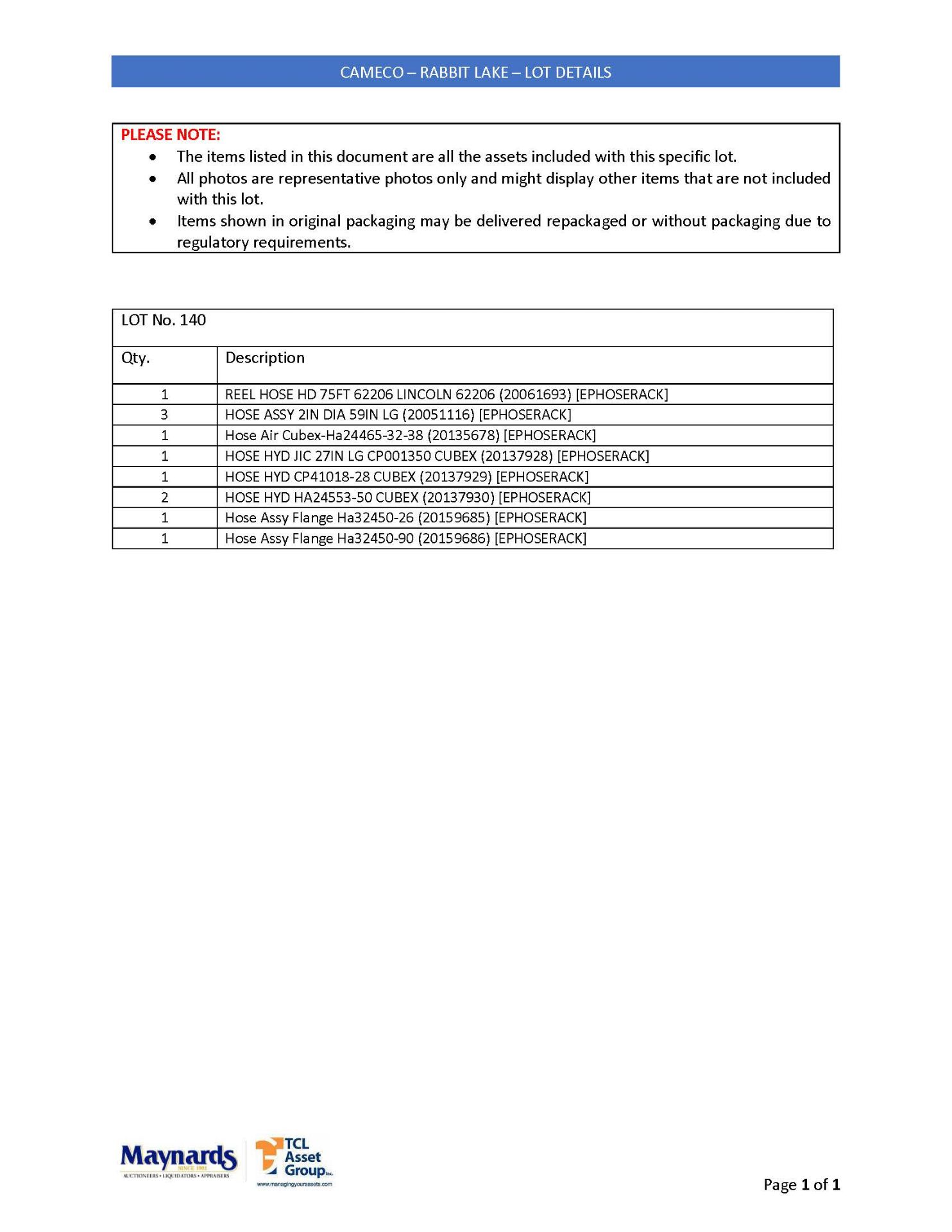 misc. hydraulic hoses, etc. (please see attached for detailed lot list. NOTE: quantities are - Image 3 of 3