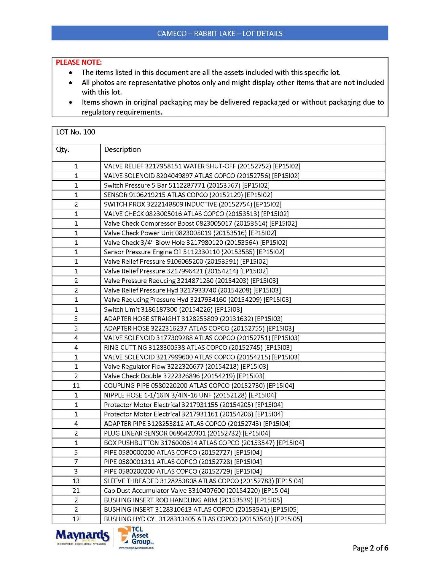 misc. spare parts, etc. (please see attached for detailed lot list. NOTE: quantities are approximate - Image 3 of 7