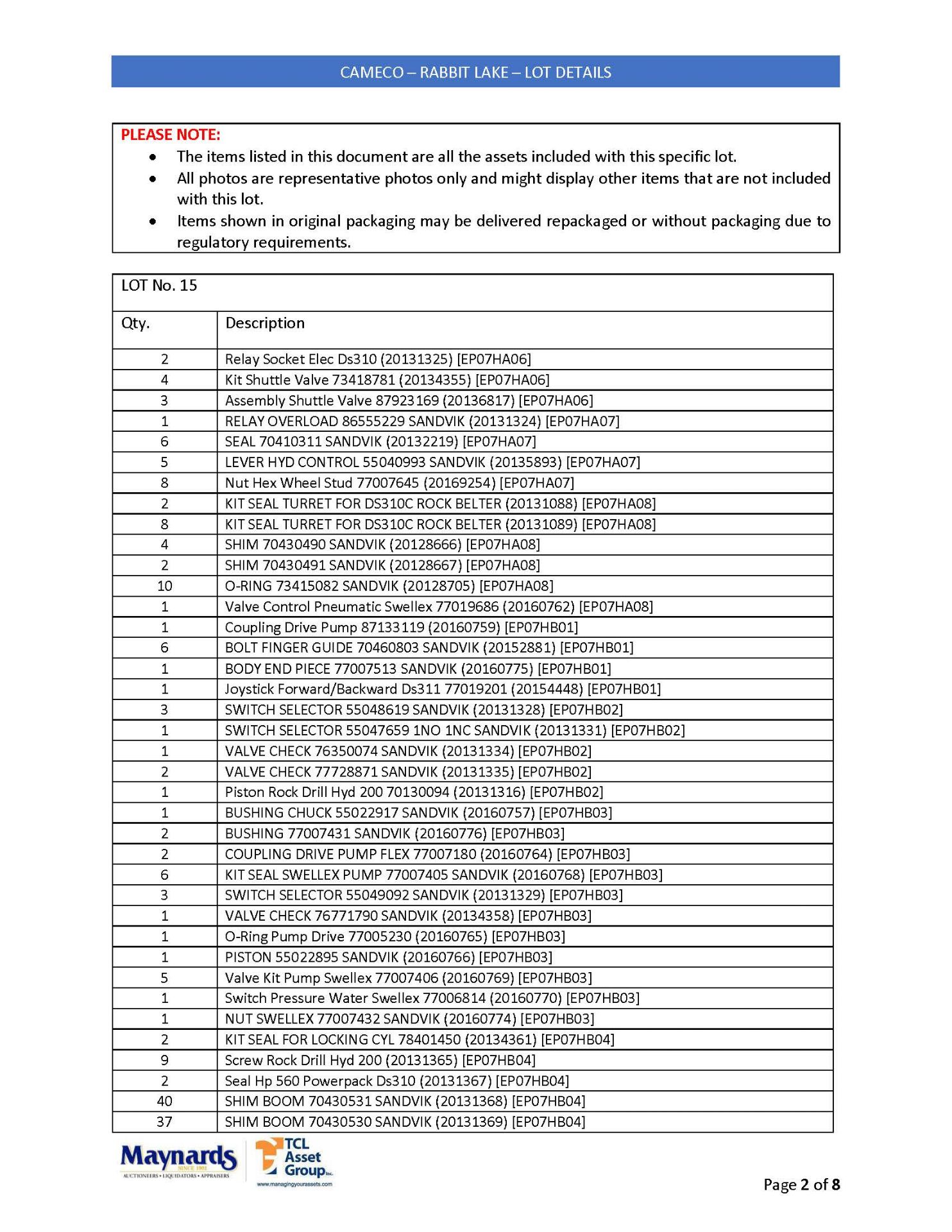 misc. mobile mining equipment spare parts, etc. (please see attached for detailed lot list. NOTE: - Image 11 of 17