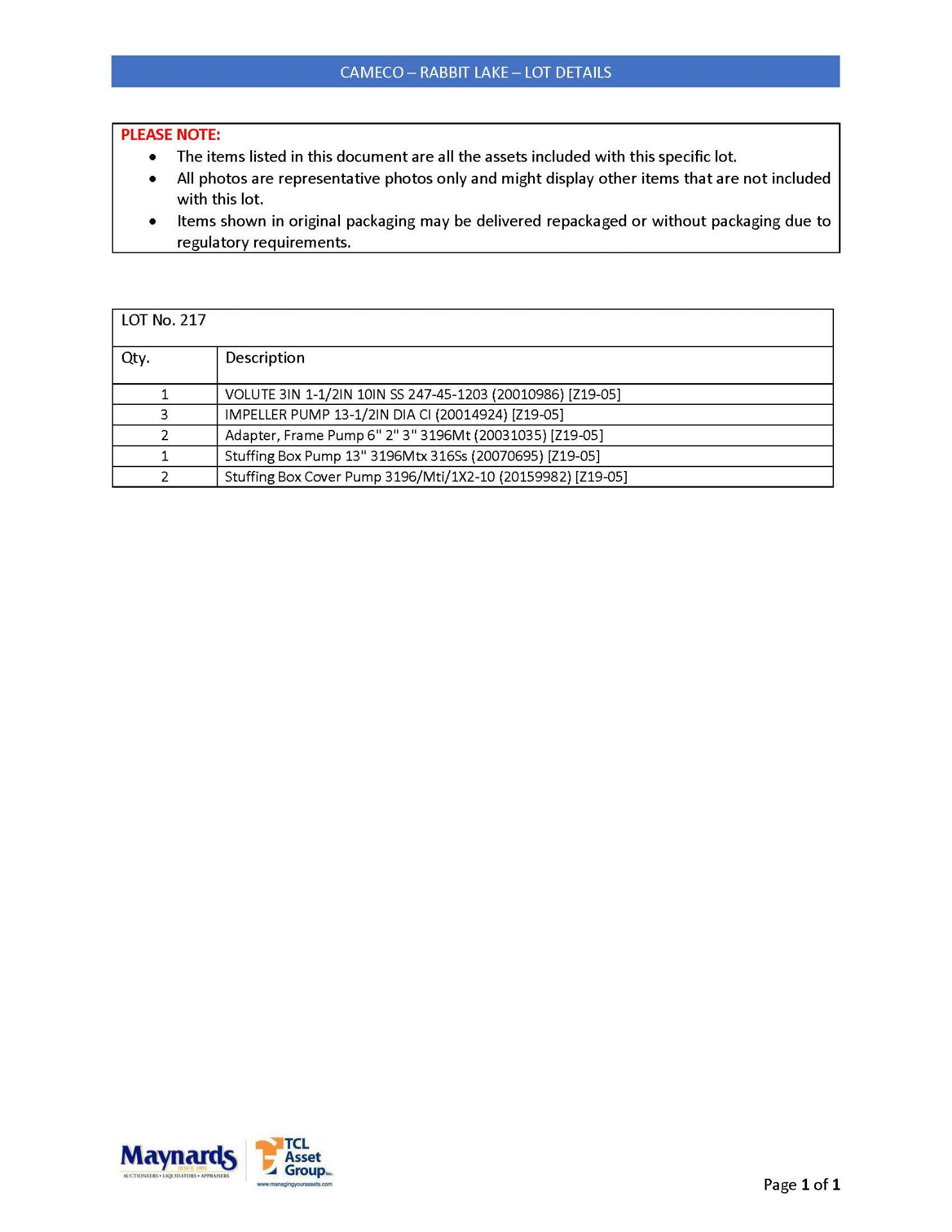 misc. pump spare parts, etc. (please see attached for detailed lot list. NOTE: quantities are - Image 2 of 2