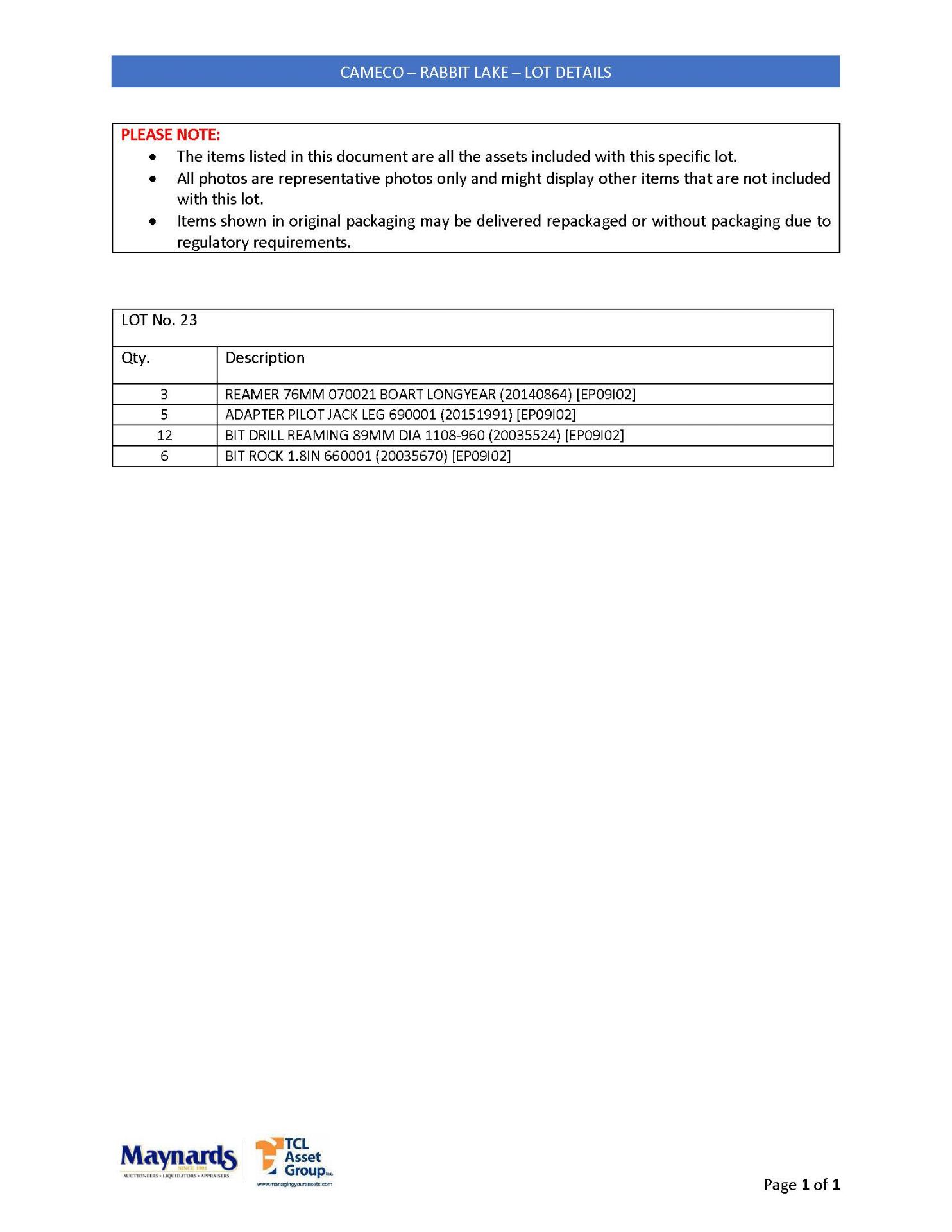 misc. rock reamers and bits, etc. (please see attached for detailed lot list. NOTE: quantities are - Image 2 of 2