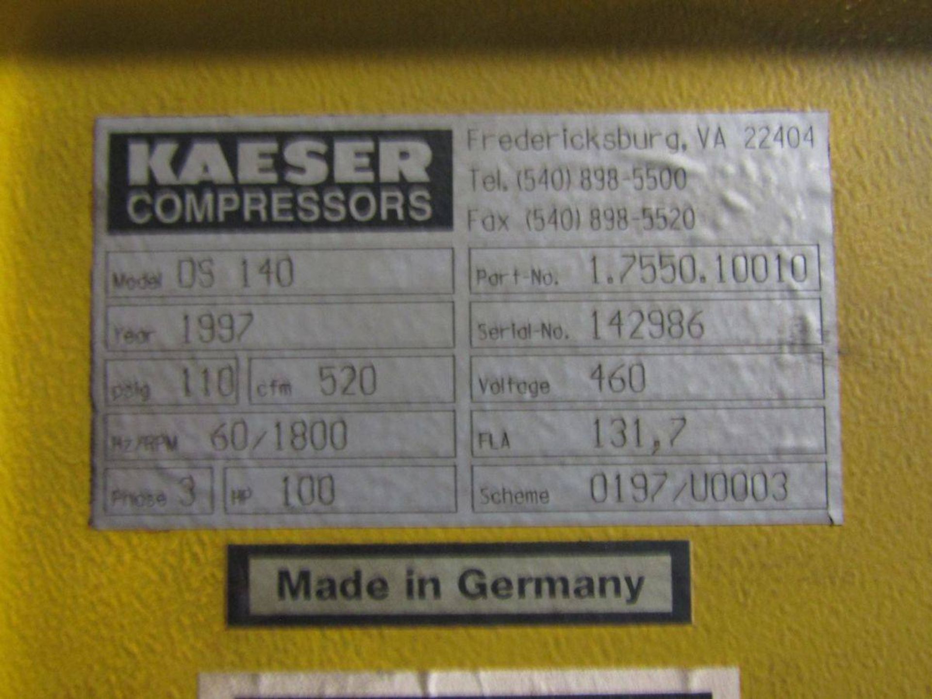 1997 Kaeser DS140 100 HP Air Compressor - Bild 5 aus 5