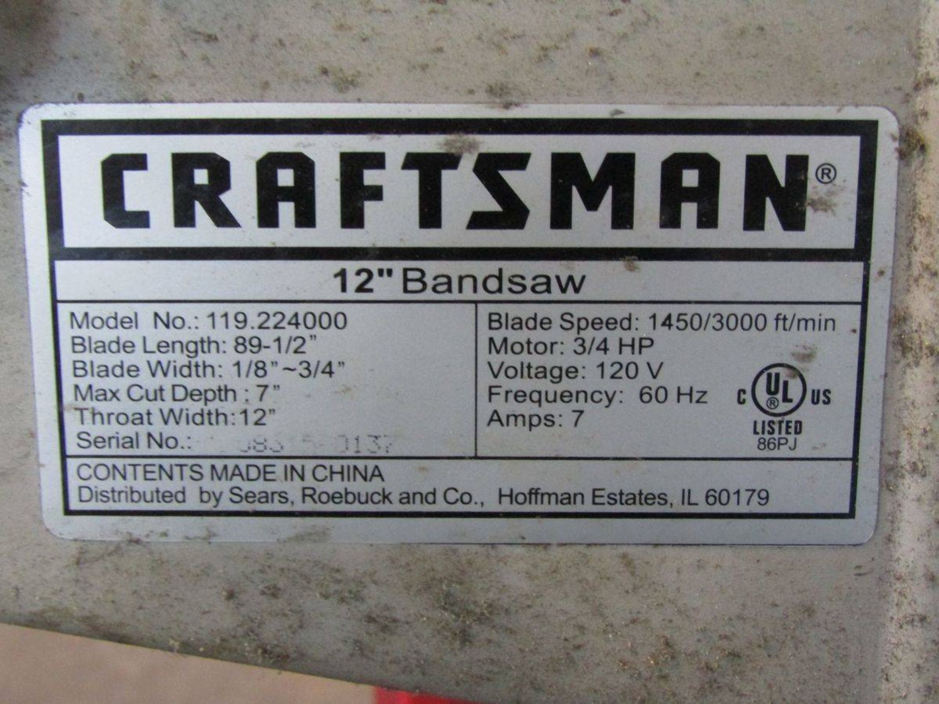 Craftsman 119.224 Vertical Bandsaw - Bild 4 aus 5