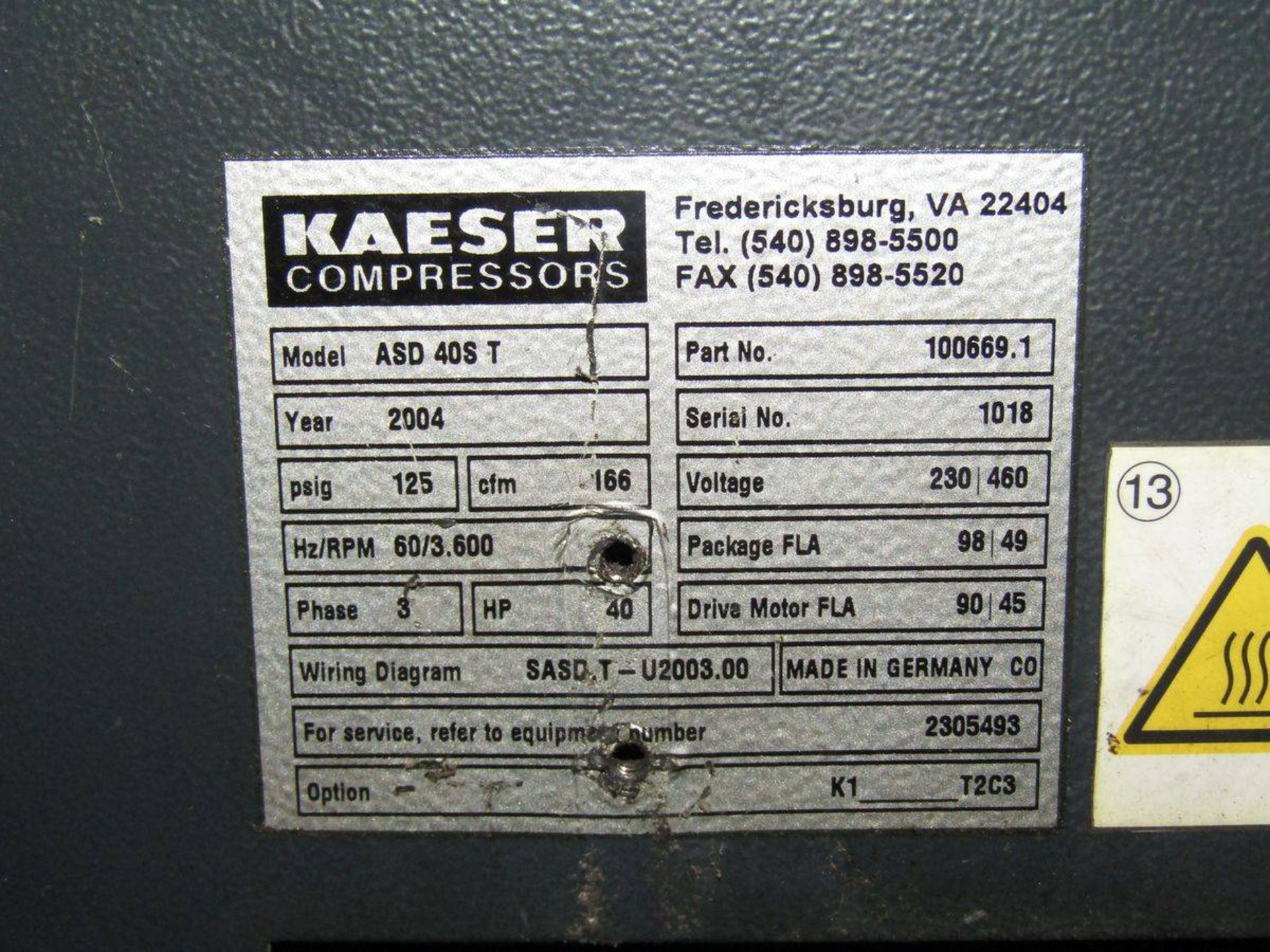 2004 Kaeser ASD40S 40 HP Air Compressor - Bild 5 aus 5