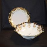 A Noritake Hand Painted and Decorated Bowl and Similar Plate