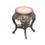 A Cherrywood Carved Plantstand Marble Top