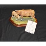 A Limited Edition Border Fine Art Figurine ' Blonde d' aquitaine' Cow and Calf