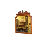 A Mahogany Framed Overmantle, Carved Top