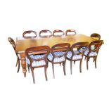 A Mahogany Extending Dining Room Table, 2 leaves and set of 10 Matching Dining Room Chairs