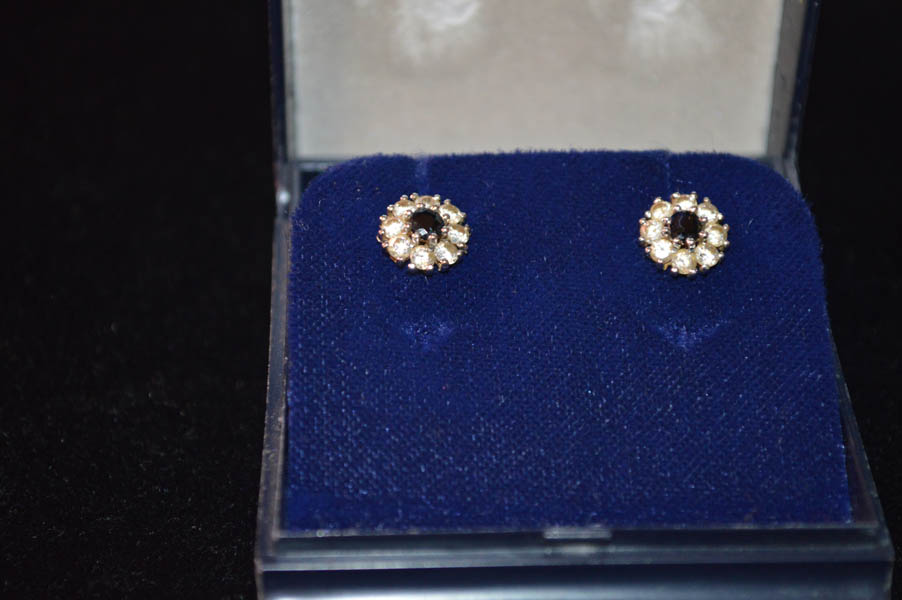 A Pair of 9ct Gold Sapphire Earrings