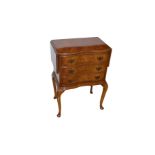 A Very Nice Shaped Front Walnut Chest, Drop Sides