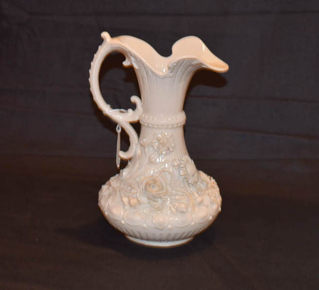 A Second Period Belleek Flower Encrusted Jug