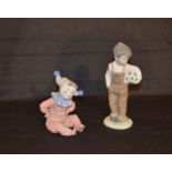 Two Nao Figurines 'Boy With Ball' and 'Child Clown'