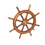 An Early Mahogany and Brass Ships Wheel