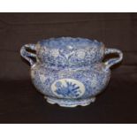 A Blue and White Two Handled Overpot