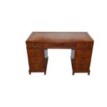 A Mahogany Double Pedestal Writing Desk, Leather Inset