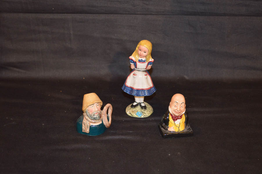 A Rare Beswick Figurine 'Alice Series' and Two Royal Doulton Character Minatures