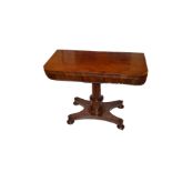 A Very Nice Mahogany Turn Over Leaf Card Table, Centre Pedestal