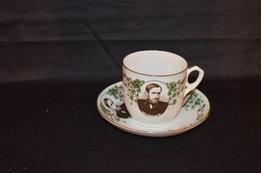 A Rare Victorian Irish Political Cup and Saucer - John Dillon M.P.