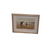 An Oil Painting 'On The Beach With Grandad' - Charles McAuley