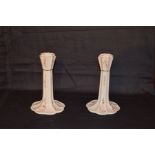 A Pair of Belleek Candlesticks