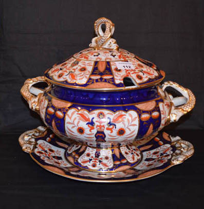 A Large Masons Ironstone Lidded Two Handled Tureen and Matching Dish