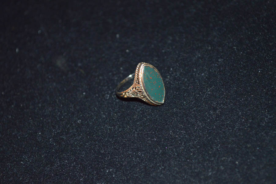 A 10ct White Gold Bloodstone Ring