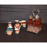 A Ruby and Crystal Vinaigrette and a Collection of Minature Character Jugs