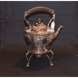 A Silver Plated Spirit Kettle On Stand