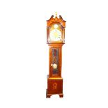 A Very Nice Inlaid Mahogany Longcase Clock, Brass and Silvered Arch Dial