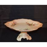 A Victorian Hand Painted Royal Worcester Dish On Footed Base