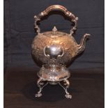A Silver Plated Spirit kettle On Stand