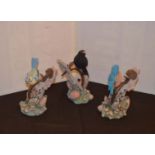 A Set of Three Limited Edition Regency Fine Art Figurines 'Birds'