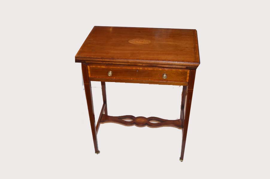 An Inlaid Mahogany Turn Over Leaf Card Table