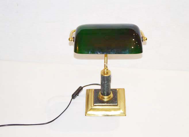 A Good Brass and Glass Bankers Lamp