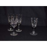 A Good Set of Six Crystal Wine Glasses and Two Others