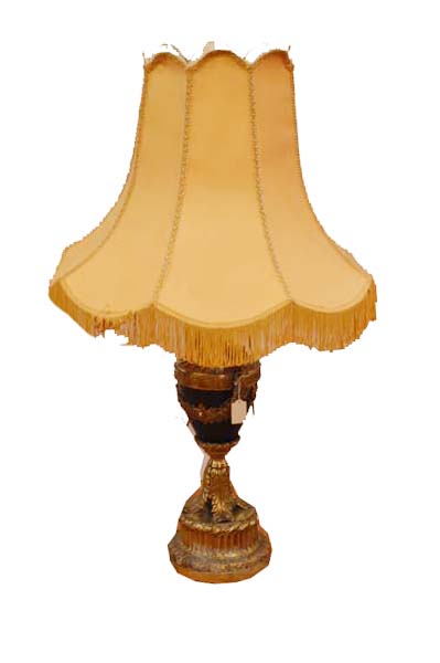 A Tall Gilted and Metal Table Lamp and Shade