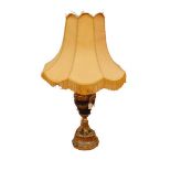 A Tall Gilted and Metal Table Lamp and Shade