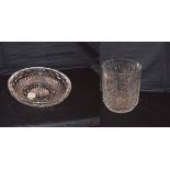 A Nice Heavy Circular Crystal Dish and a Tyrone Crystal Ice Pail