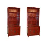 A Very Good Pair of Hardwood Display Shelves, Cupboards Below