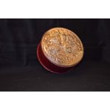 A Large Leather Jewel Box with Silver Cherub Lid, London 1990