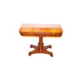 A Very Nice Mahogany Turn Over Leaf Card Table, Centre Pedestal