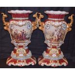 A Very Fine Pair of Large Decorated and Gilted Vases
