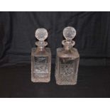 A Pair of 'Harp' Crystal Decanters