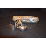 Two Silver Napkin Rings, Another and a Silver Backed Brush, Birmingham 1905