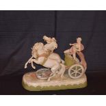 A Very Large Royal Dux Figurine 'Horses and Chariot'