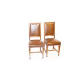 A Pair of Oak Framed Hall Chairs