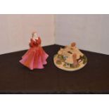 A Coalport Figurine 'Faye' and a Lilliput Lane Thatched Cottage